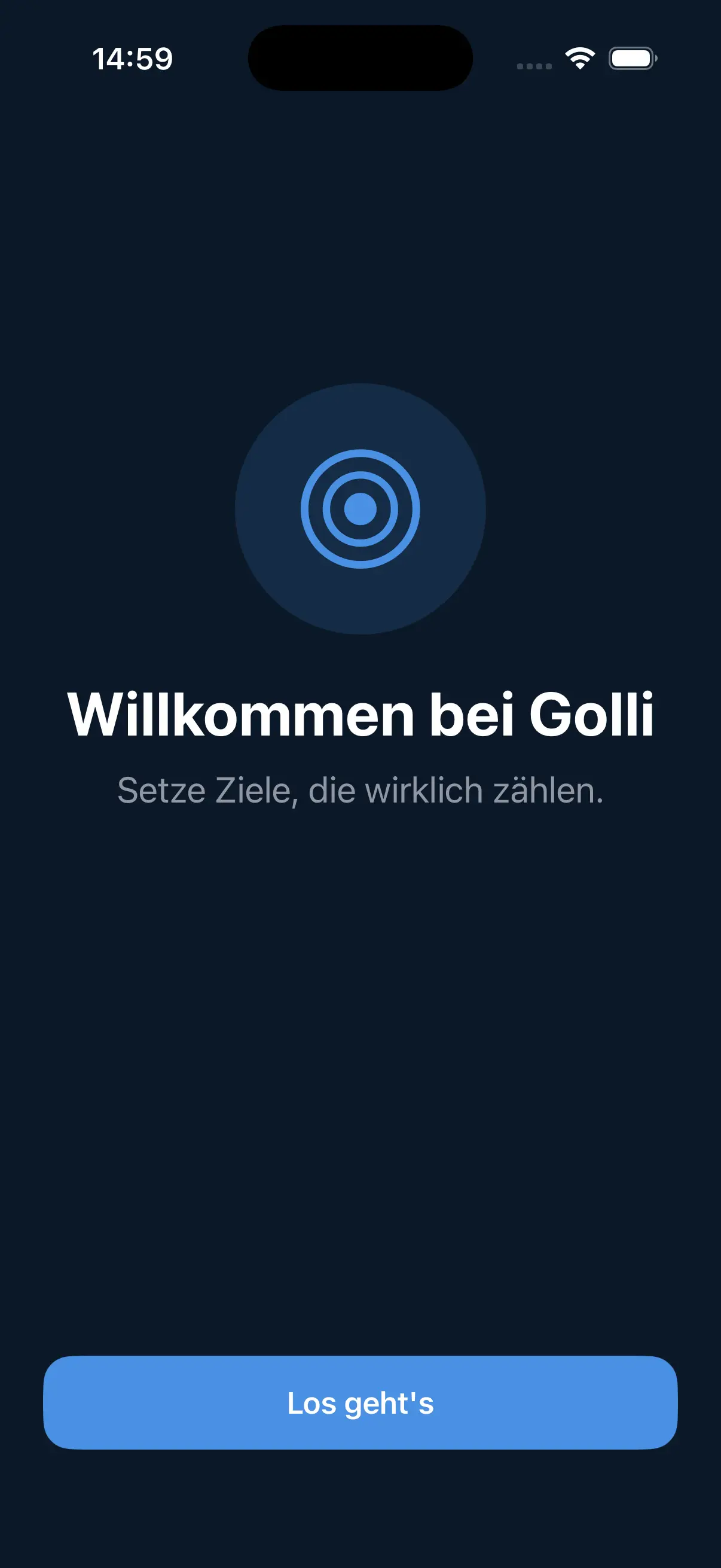 Golli App Onboarding – ein neues Ziel auf dem iPhone anlegen